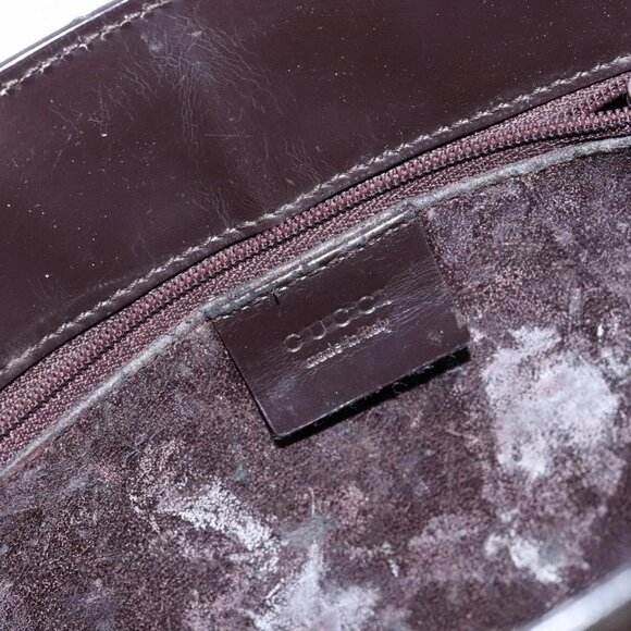 GUCCI Shoulder Bag Patent leather Brown Silver 001 3034 1705 Auth ep10769 - Picture 12 of 15